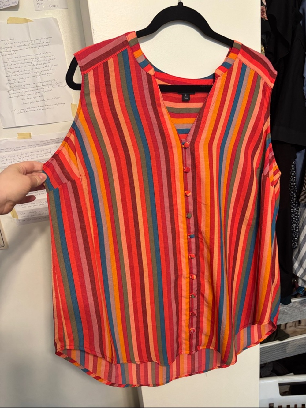 torrid Multicolor Vertical Stripe Sleeveless Button Tank